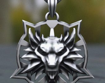 Sterling Silver Wolf Medallion Necklace: Witcher Inspired Amulet
