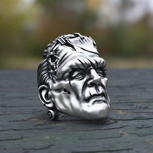Oxidized Sterling Silver Monster Ring: Gothic Horror Jewelry