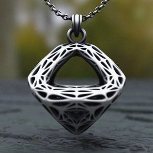 Geometric Necklace 925 Sterling Silver Modern Abstract Pendant Handcrafted Contemporary Jewelry Statement Piece