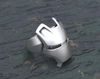 Iron Man Helmet Ring: Handcrafted 925 Sterling Silver Superhero Jewelry