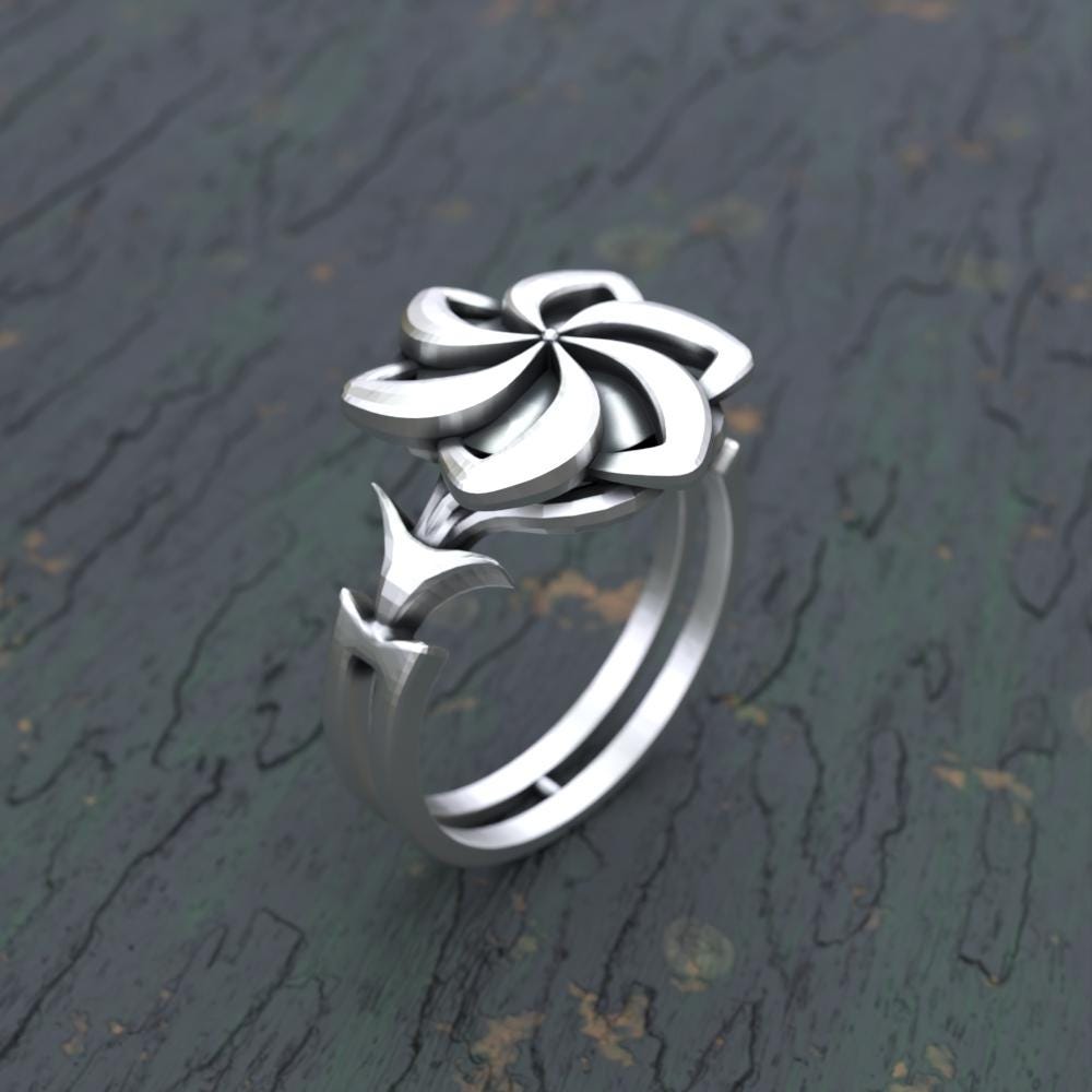 Argento Sterling Fiore Fascia Anello W/Trasparente - Foto 12