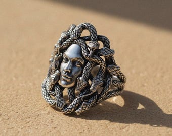 Gorgon Medusa Ring: Greek Mythology Design - Sterling Silver