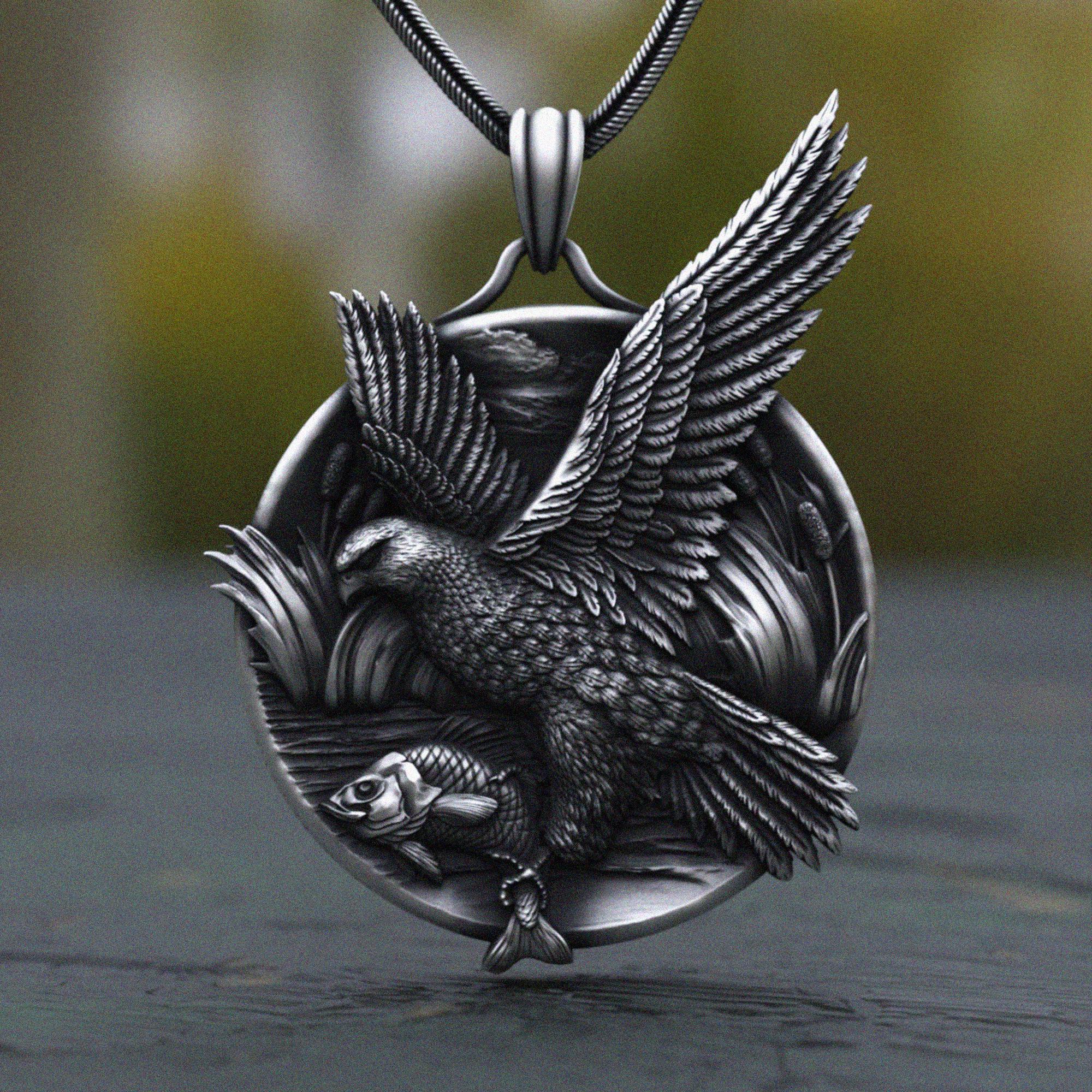 Sterling Silver Eagle Pendant Necklace: Handcrafted Bird of Prey