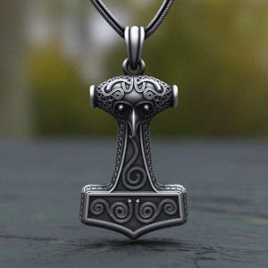 Norse Mythology Thor&#39;s Hammer Necklace 925 Silver Pendant | Intricate Viking Mjölnir Artisan Jewelry
