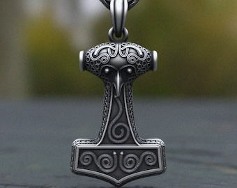 Sterling Silver Thor's Hammer Necklace: Viking Mjölnir Pendant