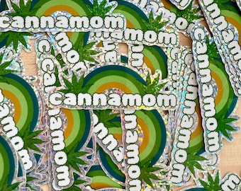 Cannabis Cannamom Glitter Vinyl Sticker