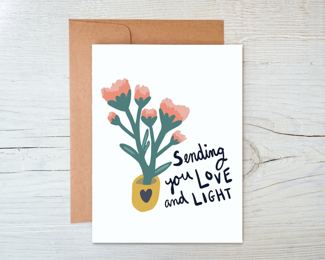 Floral Sympathy Card - Sending You Love and Light - Etsy