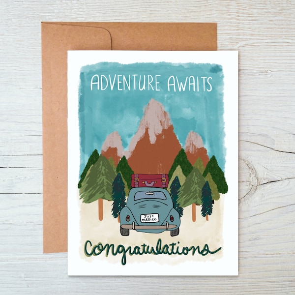 Adventure Awaits - Camping/Adventure Wedding Card