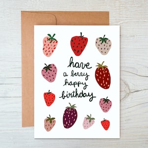 Strawberry Pun Birthday Card - Have a Berry Happy Birthday
