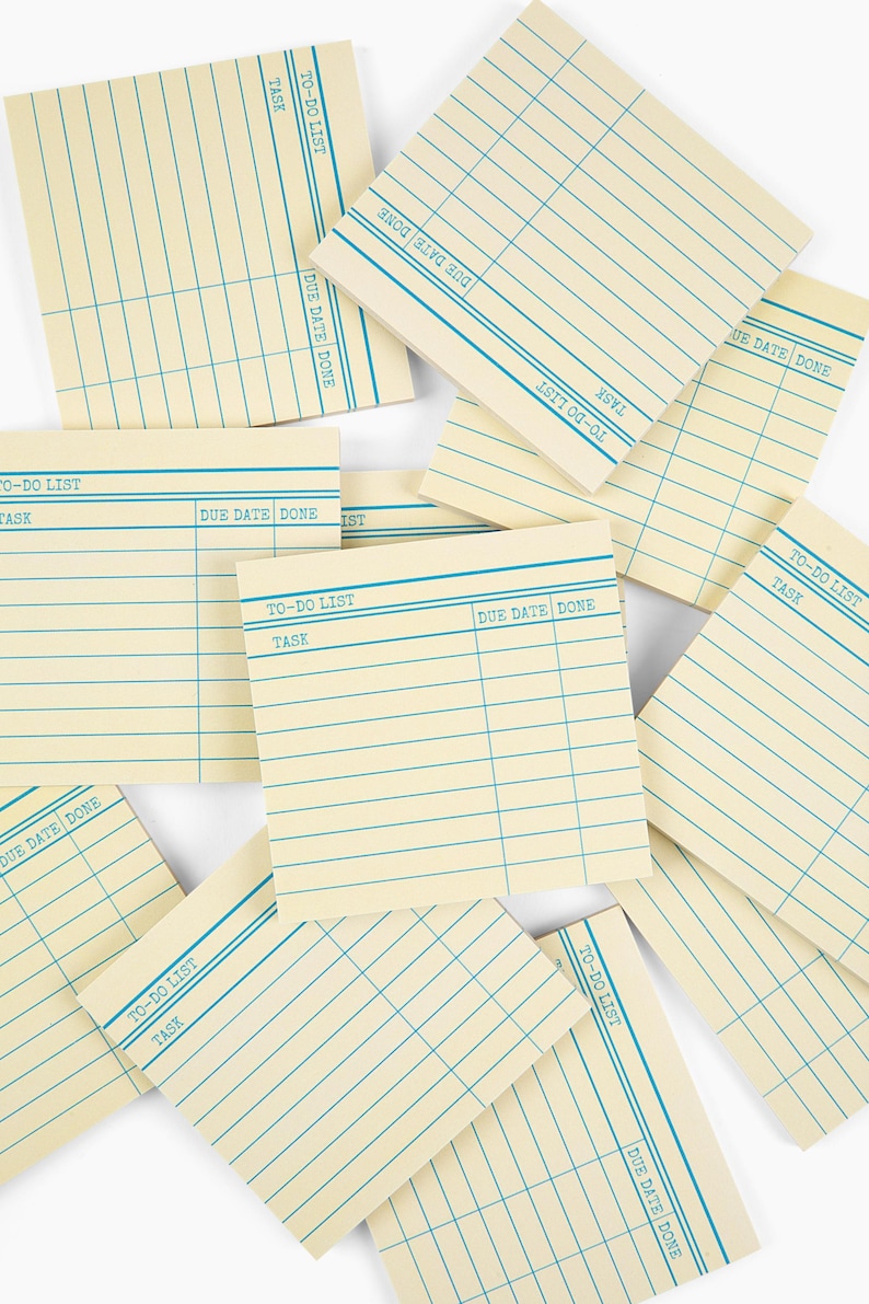 May include: A set of yellow to-do list sticky notes with blue lines and the words "To-Do List", "Task", and "Due Date Done" printed on them.
