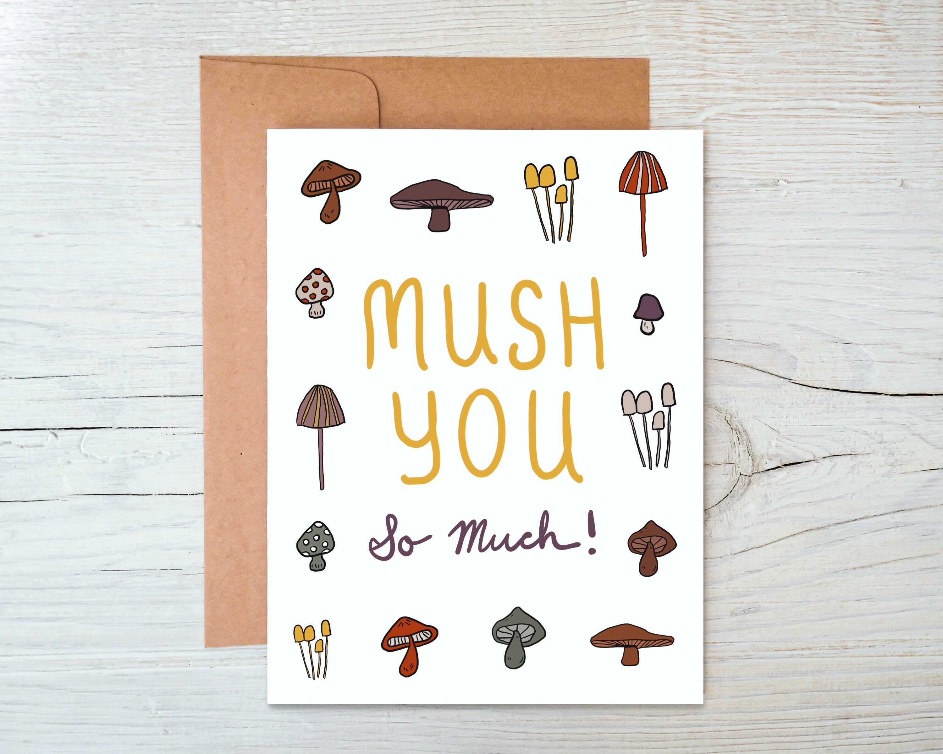 Mush You so Much Mushroom I Miss You Card - Etsy