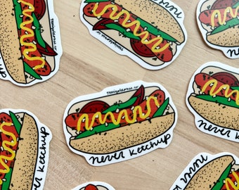 Chicago Hot Dog “Never Ketchup” Vinyl Sticker