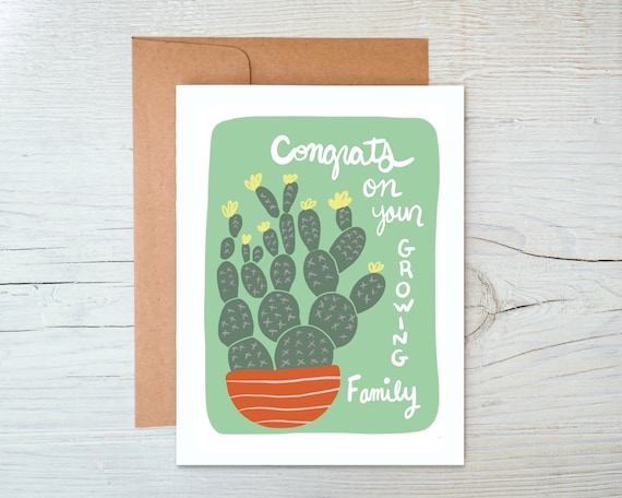 Cactus Baby Shower Card - Congrats On Your Growing Family
