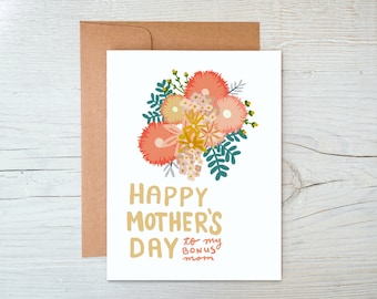 Tarjeta de feliz día de la madre con bonificación floral para mamá