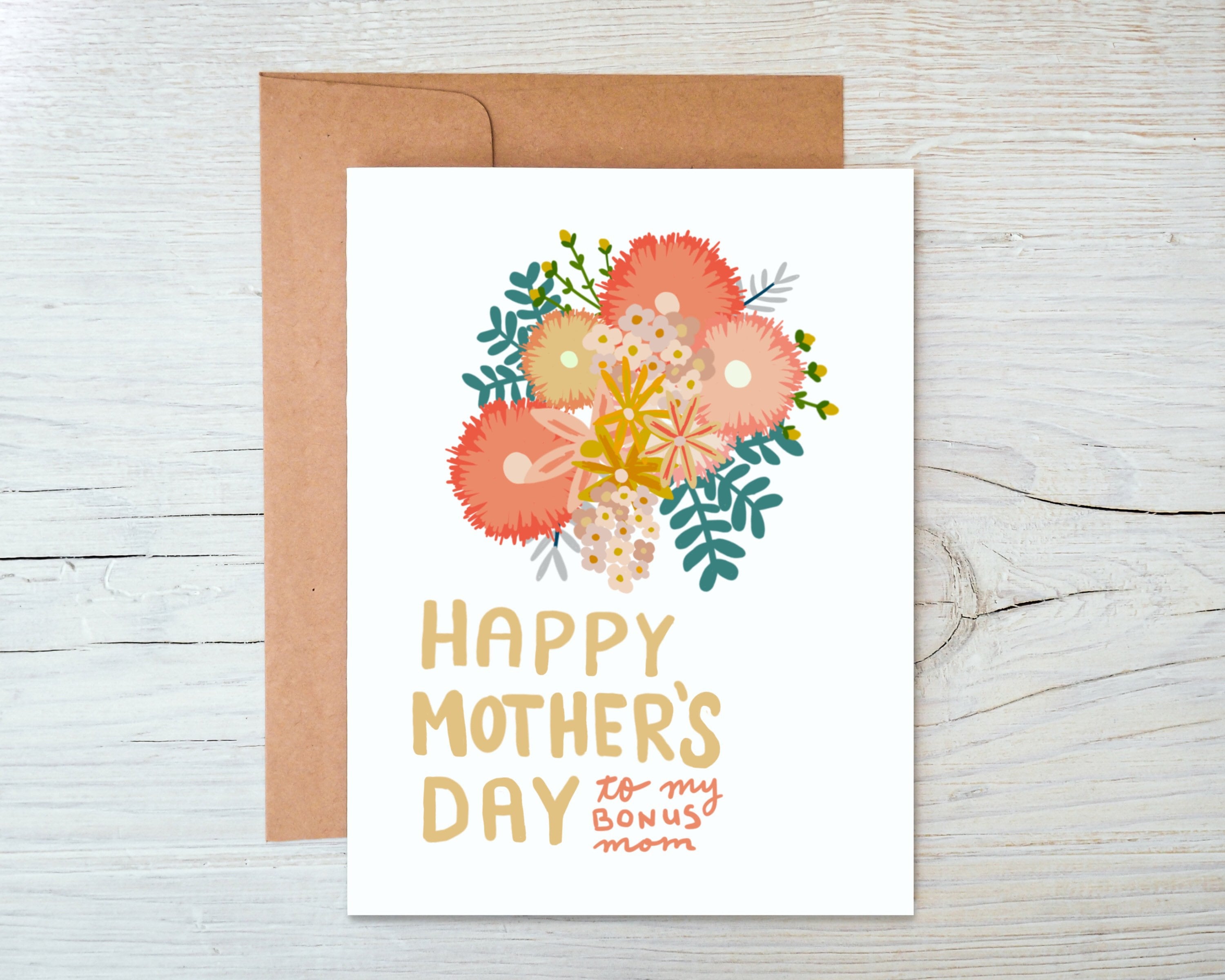 Floral Bonus Mom Happy Mothers Day Card -  Portugal