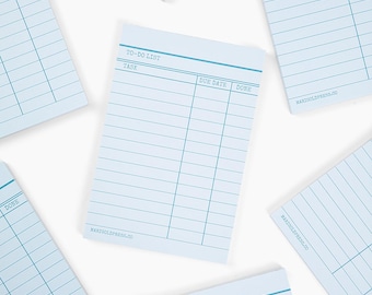 Library Card Notepad - Blue - Great Stocking Stuffer!
