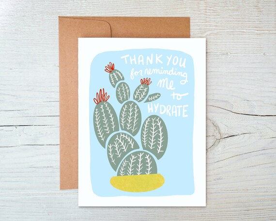 Cactus Friendship Card - Thank You For Reminding Me To Hydrate - Etsy  sterreich