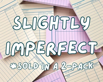 2-Pack of SLIGHTLY IMPERFECT Library Card Notepad - Random Colors - See Pictures!