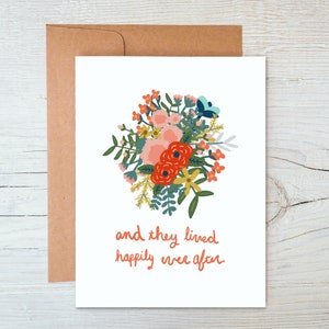 Floral Bouquet Fairytale Wedding Card - And They Lived Happily Ever After