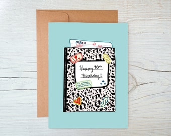 Funny 40th Birthday Card- MASH Notebook Card - Happy Birthday To Someone Who Definitely Had This Notebook
