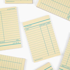 Library Card Notepad - Yellow - Great Stocking Stuffer!