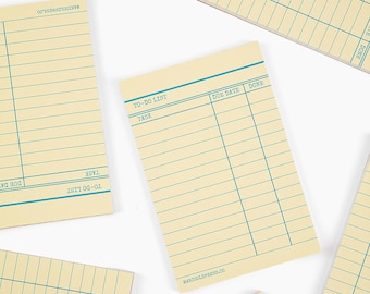 Library Card Notepad - Yellow - Great Stocking Stuffer!