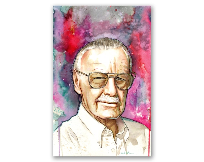 STAN LEE - watercolor art print - comic book art - comic art print - movie poster - pop culture painting - 11x17inches - signed
