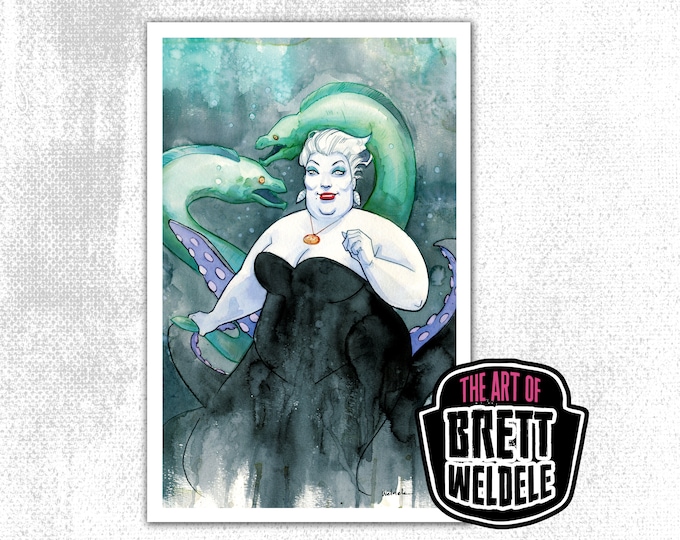 URSULA - watercolor art print - pop culture painting  - movie poster - for fans of Disney - 11x17 print - signed