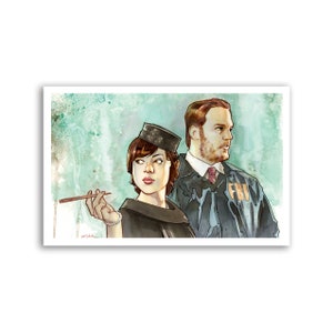 BURT MACKLIN - premium watercolor art print  - parks and rec, chris pratt and aubrey plaza - 11x17 - signed
