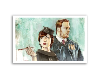 BURT MACKLIN - premium watercolor art print  - parks and rec, chris pratt and aubrey plaza - 11x17 - signed