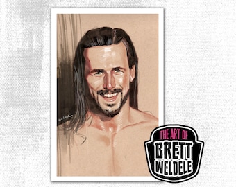 Adam Cole - Premium Watercolor Art Print - aew  - 11x17 - signed