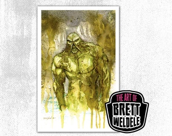 SWAMP THING - watercolor art print- poster - pop culture painting  - for fans of DC comics - 11x17 - signed