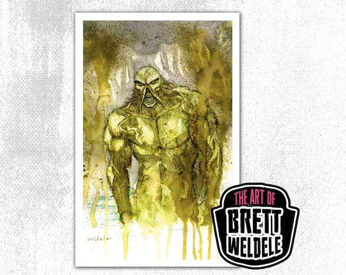 SWAMP THING - watercolor art print- poster - pop culture painting  - for fans of DC comics - 11x17 - signed