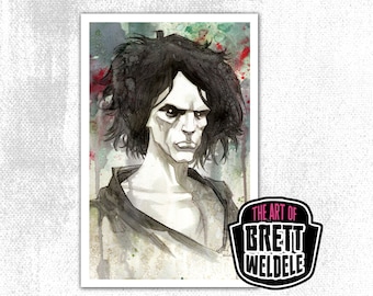 SANDMAN - watercolor art print -movie poster - comic art - for fans of DC Comics and Neil Gaiman  - 11x17 - signed