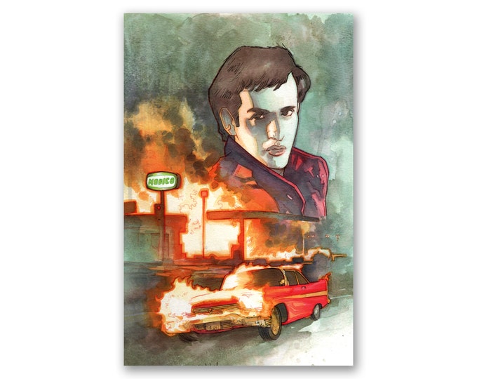 CHRISTINE - Stephen King Movies Collection - premium watercolor art print - 11x17 -  signed