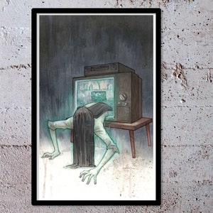 THE RING watercolor art print horror movie poster pop culture painting sadako ringu 11x17 signed image 4