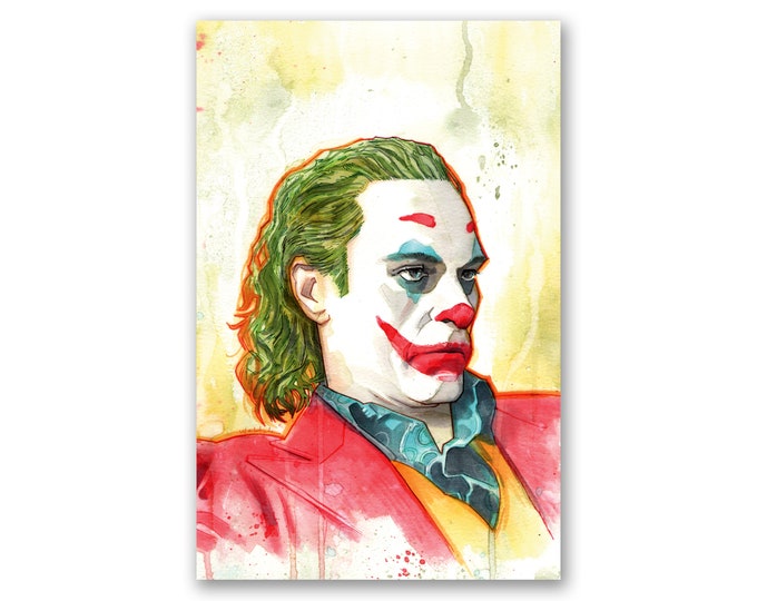 JOKER - premium watercolor art print  - movie poster - for fans of Joaquin Phoenix - 11x17 - signed