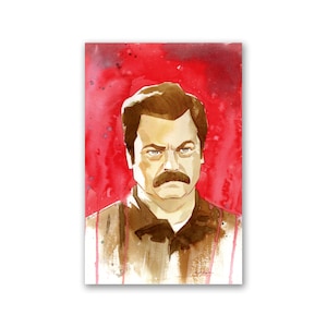 RON SWANSON - impression d'art aquarelle premium - parcs et loisirs - 11 x 17 - signé