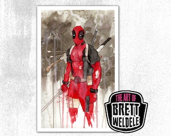 DEADPOOL - watercolor art print- movie poster- comic art painting - 11x17 print - signed