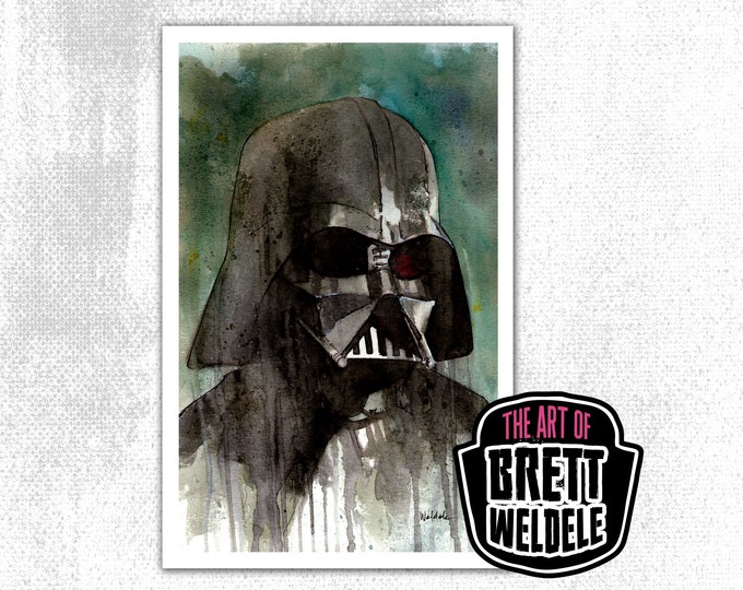 DARTH VADER - watercolor art print - movie poster - pop culture painting - for fans of Star Wars - 11x17 - signed