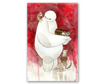 BAYMAX - premium watercolor art print - 11x17 - signed