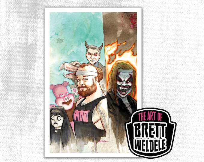 B W - Premium Watercolor Art Print - wrestler - wrestling  - 11x17 - signed