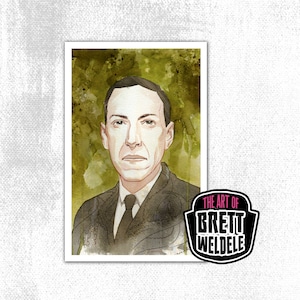 H.P. LOVECRAFT - watercolor art print- poster - horror - pop culture painting - victorian - writer - 11x17 - signed