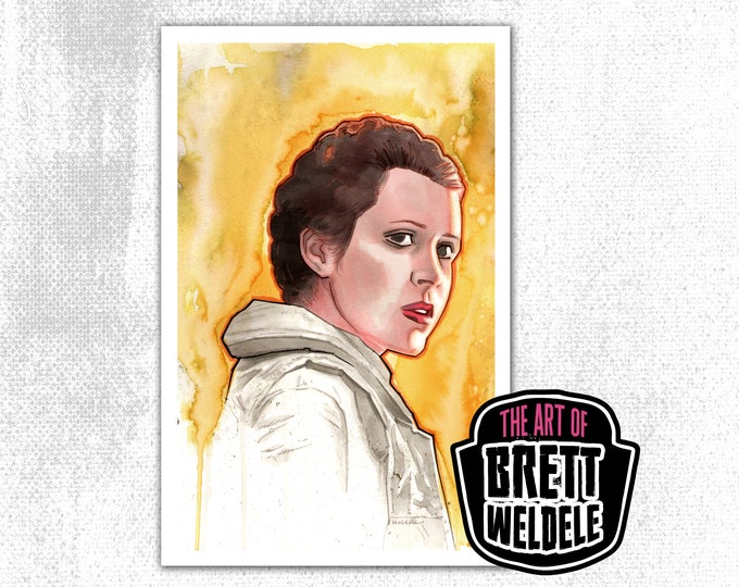 LEIA - watercolor art print - star wars - movie poster- pop culture painting - 11x17 - signed