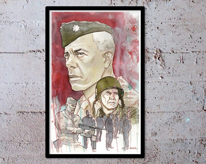 DIRTY DOZEN - watercolor art print - fanart- pop culture painting- WWII- nerd decor - for fans if Lee Marvin - 11x17 - unframed