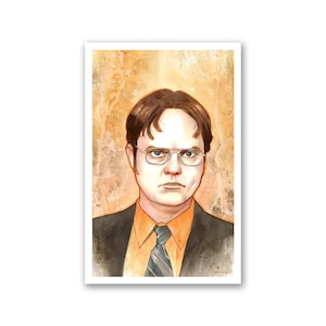 DWIGHT SHRUTE - impression d'art à l'aquarelle - peinture de la culture pop - pour les fans de The Office - impression 11 x 17 - signée