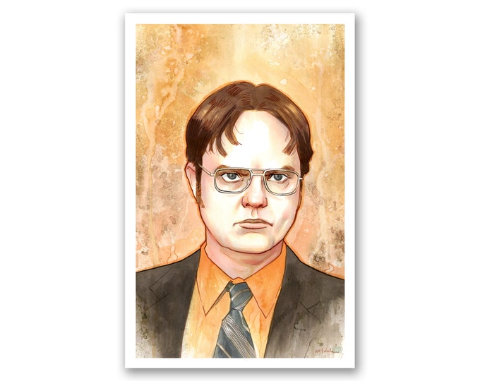 DWIGHT SHRUTE - watercolor art print- pop culture painting  - for fans of The Office - 11x17 print - signed