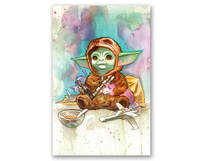 COZY SPACE BABY - premium watercolor art print  - 11x17 - signed