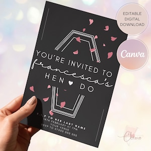 Gothic Hen Party Einladung: RIP Nachname, bearbeitbare Canva Vorlage (Digitaler Download)