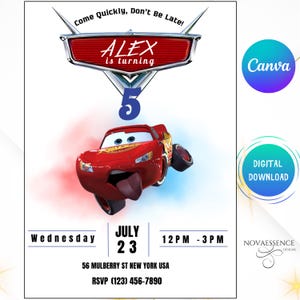 Lightning McQueen Birthday Invitation: Editable Cars Party Template (Digital Download)